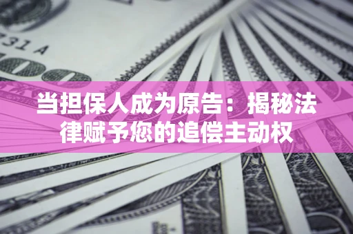 济南当担保人成为原告：揭秘法律赋予您的追偿主动权